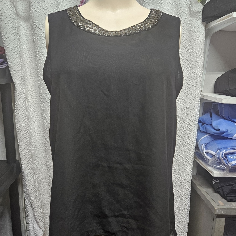 Zac & Rachel Black Top with Embellished Neckline